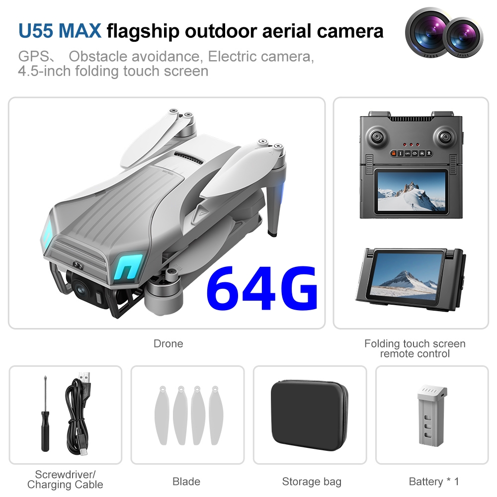 Drone Gimbal 2 Axis - NCZOBOE U55 Professionele GPS Drone Met