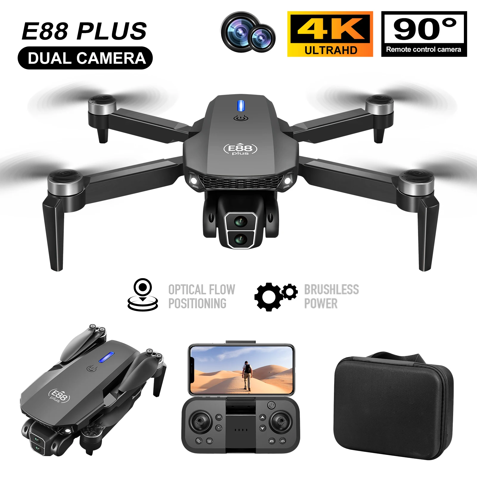 Drone Gimbal Brushless - Nieuwe E88 Plus Quadcopter Drone: 90